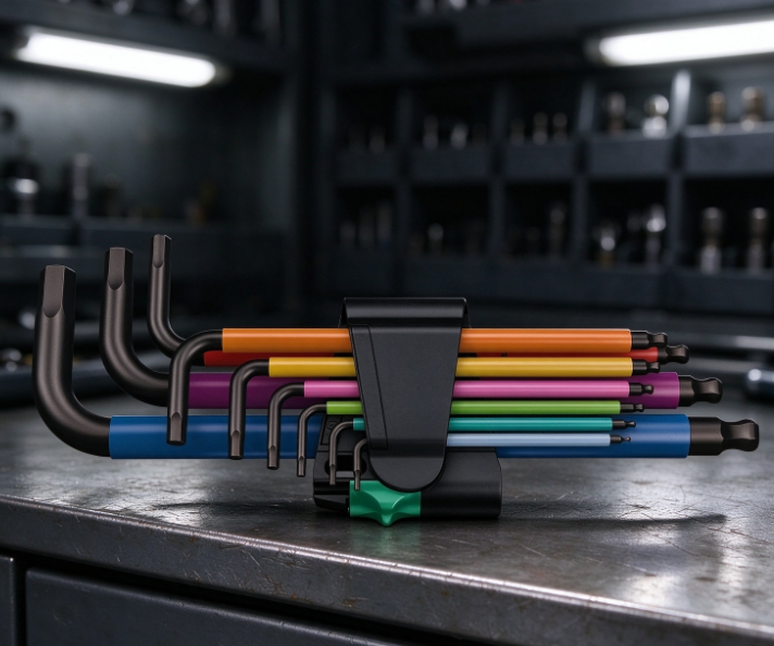 Color-Coded Ball-End L-Key Hex Wrench Set with Snap-In Holder - Image 2