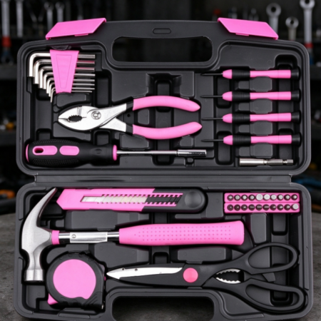 Pink Multi-Purpose Household Tool Kit – Essential Screwdriver Set for Daily Home Repairs