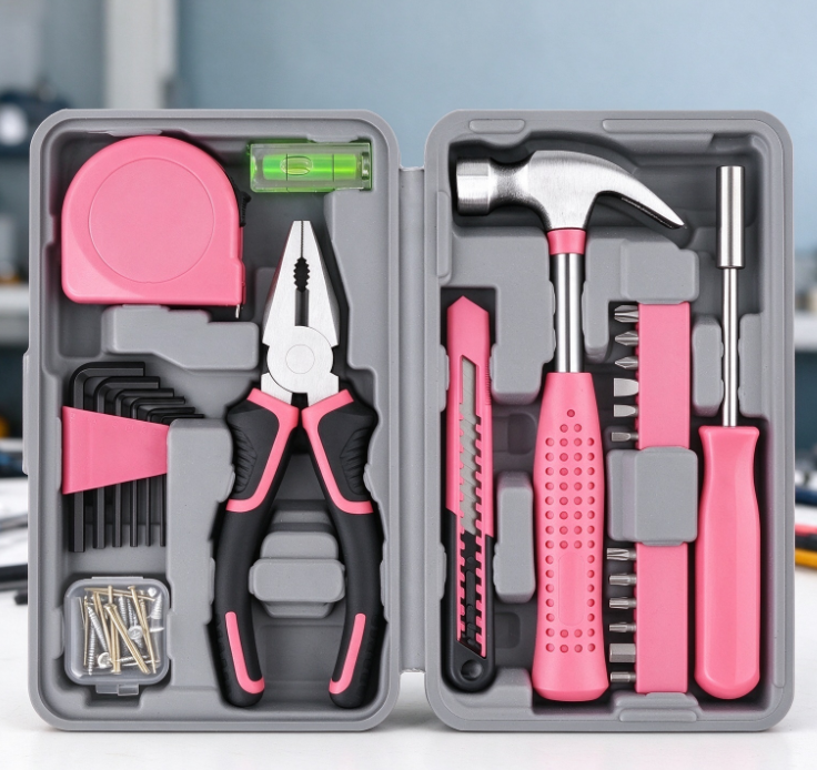 Pink Mini Household Tool Set – Compact, Portable Screwdriver & Repair Kit