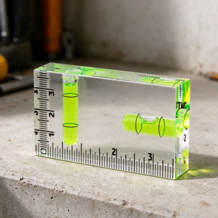 Transparent Acrylic Mini Spirit Level with Scale – Dual-Bubble Block Level