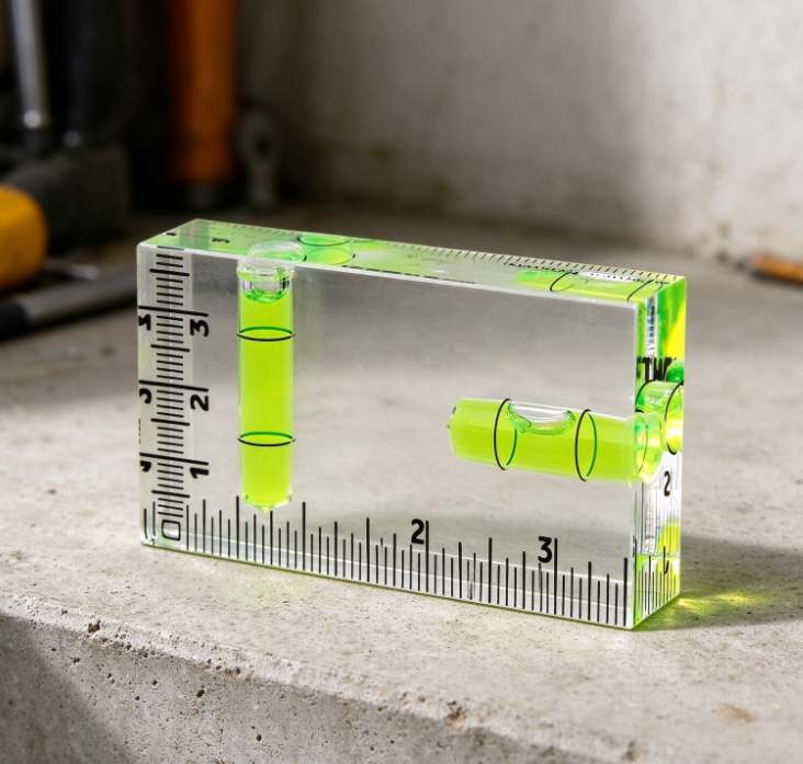 Transparent Acrylic Mini Spirit Level with Scale – Dual-Bubble Block Level